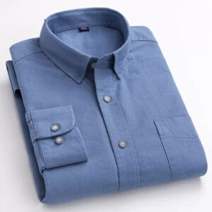 Frankshop Casual Pure Cotton Denim Blue Color Shirt for Man