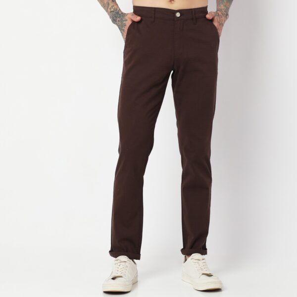 Regular Fit Solid Mid Rise Chinos - Image 2