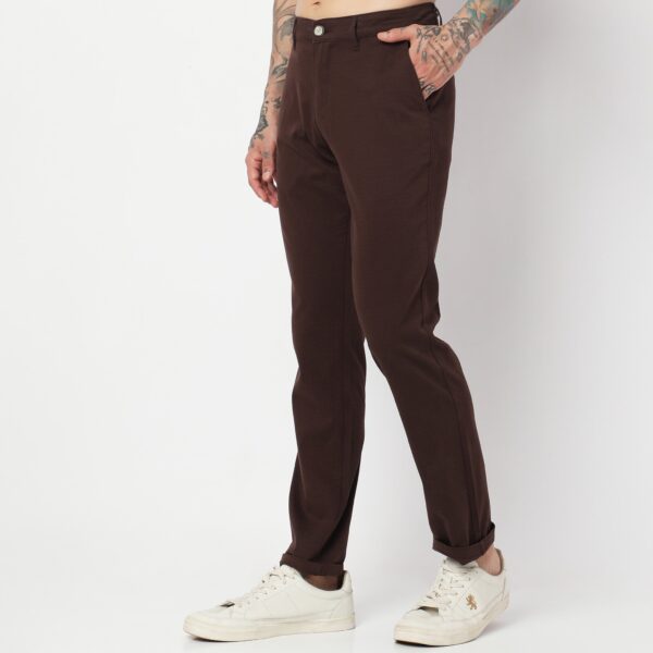 Regular Fit Solid Mid Rise Chinos - Image 3