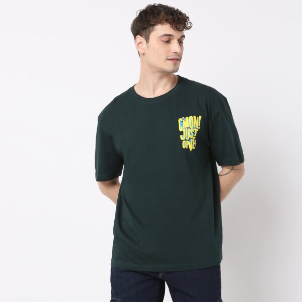 Oversize Graphic Crew Neck Modern Street Slogan T-Shirt - Image 2