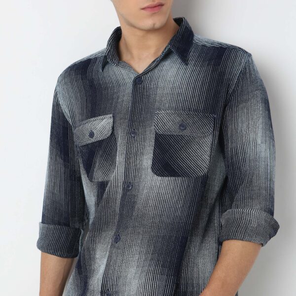 Cruiser™ Authentic Indigo 3 Dimensional Pattern Regular Fit Shirt 2 Pocket Original Style - Image 4