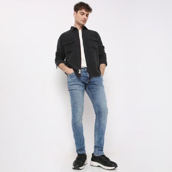 Modern Denim Shirt with Rugged Structure Minimalist Aesthetic Classic Design Regular Fit - Image 2