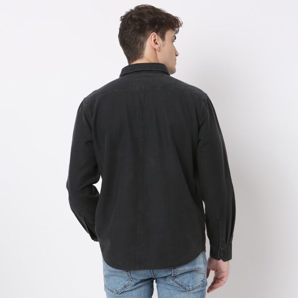 Modern Denim Shirt with Rugged Structure Minimalist Aesthetic Classic Design Regular Fit - Image 3