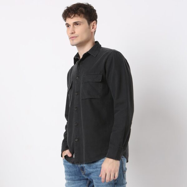 Modern Denim Shirt with Rugged Structure Minimalist Aesthetic Classic Design Regular Fit - Image 5