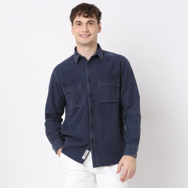 Modern Denim Shirt with Rugged Structure Minimalist Aesthetic Classic Design Regular Fit - Image 7