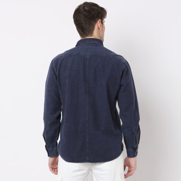 Modern Denim Shirt with Rugged Structure Minimalist Aesthetic Classic Design Regular Fit - Image 8