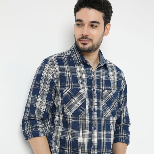 Cruiser™ Indigo Regular Fit Shirt Checks Original Authentic 2 Pocket Style - Image 4