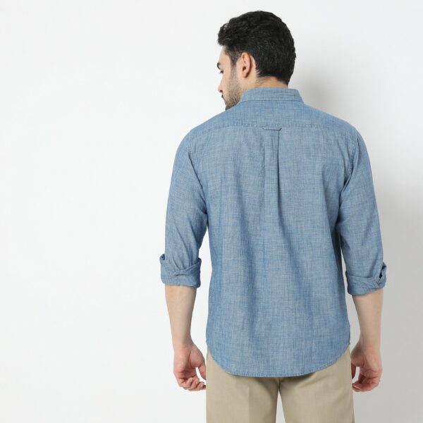 Alpha™ Shirt - Authentic Indigo Slub Denim Shirt - Modern 2 Pocket Regular Fit - Image 3