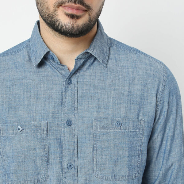 Alpha™ Shirt - Authentic Indigo Slub Denim Shirt - Modern 2 Pocket Regular Fit - Image 4