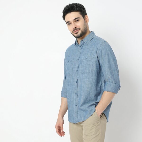 Alpha™ Shirt - Authentic Indigo Slub Denim Shirt - Modern 2 Pocket Regular Fit - Image 5