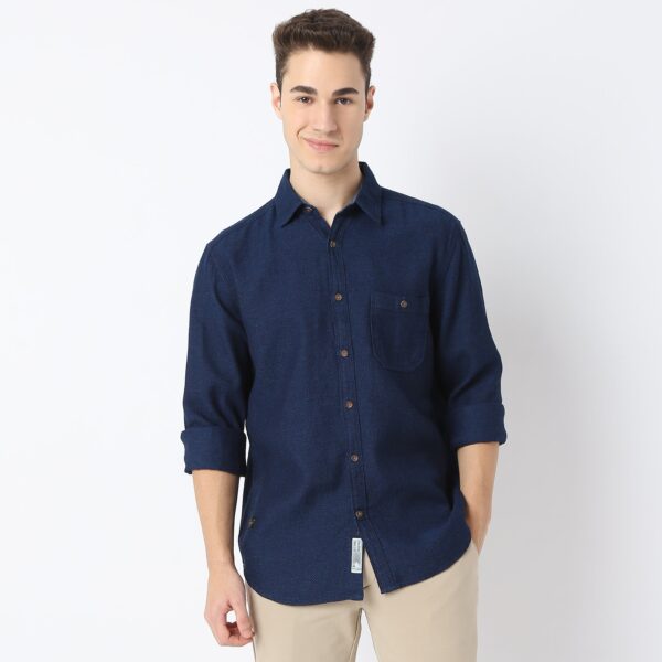 Cruiser™ True Indigo Shirt - Self Structure - Classic Regular Fit Shirt - Image 2