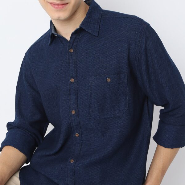 Cruiser™ True Indigo Shirt - Self Structure - Classic Regular Fit Shirt - Image 4