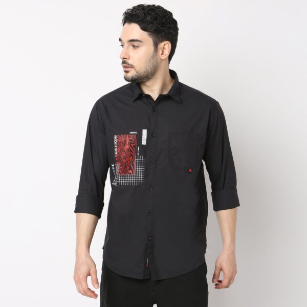 Alpha™ Shirt - Cool Graphic Printed Black Shirt - Soft 100% Cotton - Regular Fit - Image 2