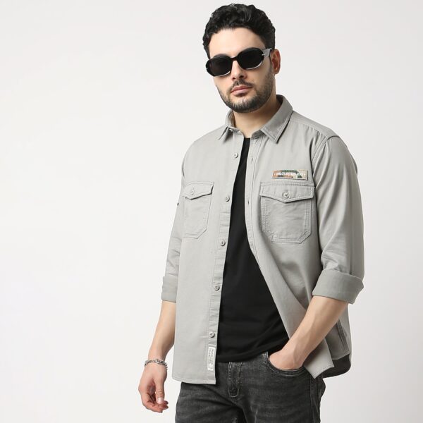 Modern Explorer - Rugged Shirt with Original Flap Pockets - Regular Fit Solid Shirt - Image 7