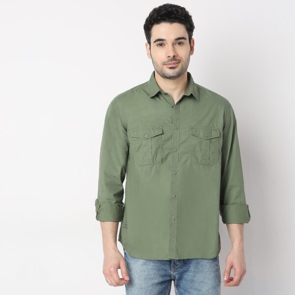 Slim Fit Solid Shirt - Image 2