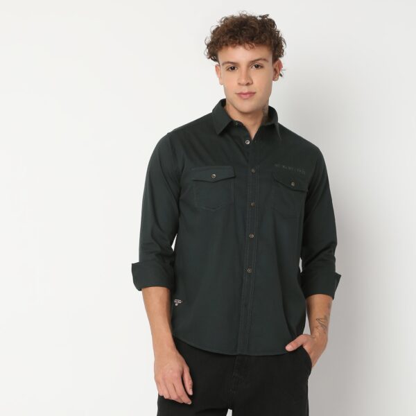 Regular Fit Solid Shirt - Image 2