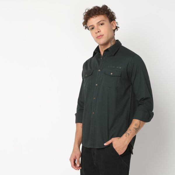 Regular Fit Solid Shirt - Image 5