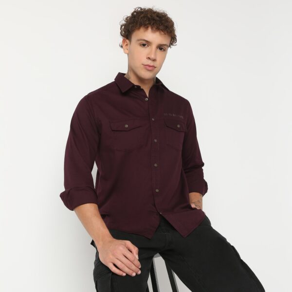 Regular Fit Solid Shirt - Image 6