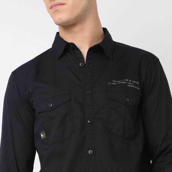 Alpha™ Shirt - Cool Graphic Printed Black Shirt - Soft 100% Cotton - Slim Fit - Image 4