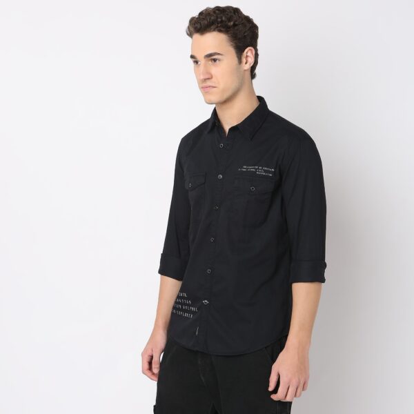 Alpha™ Shirt - Cool Graphic Printed Black Shirt - Soft 100% Cotton - Slim Fit - Image 5