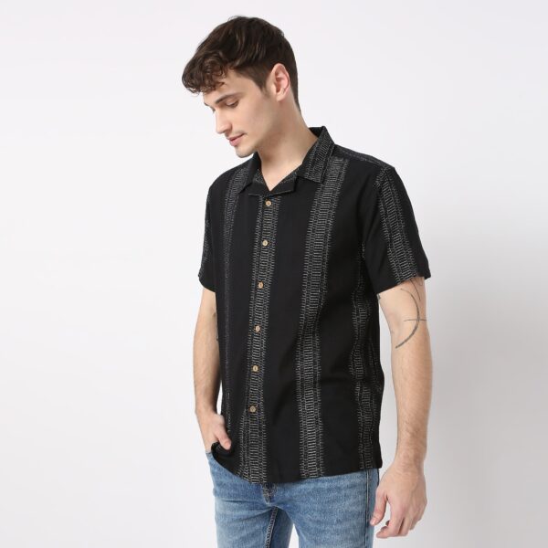 Jacquard Short Length Camp Collar Half Sleeve Shirt - Image 5