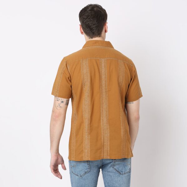 Jacquard Short Length Camp Collar Half Sleeve Shirt - Image 8