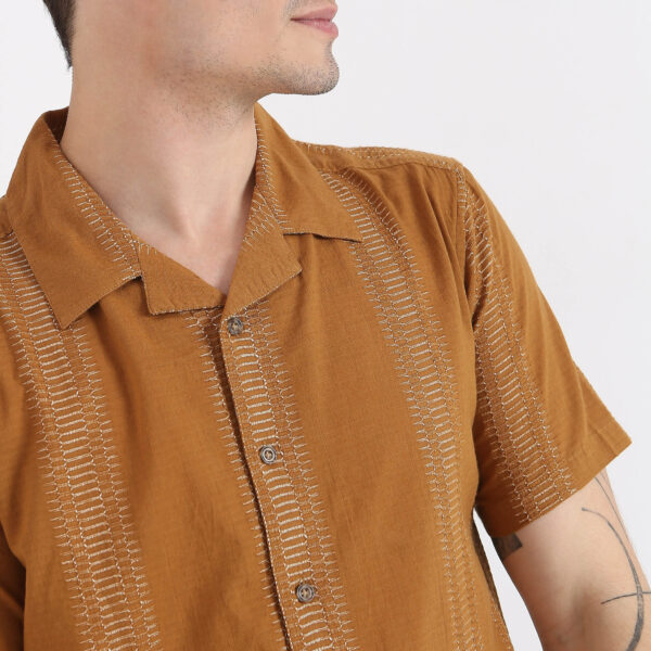 Jacquard Short Length Camp Collar Half Sleeve Shirt - Image 9