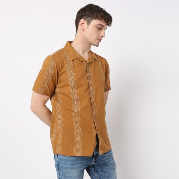 Jacquard Short Length Camp Collar Half Sleeve Shirt - Image 10