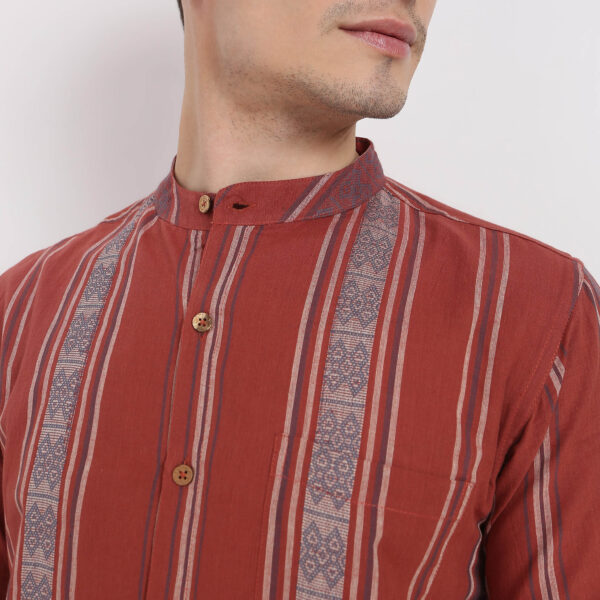 Artistry™ Jacquard Woven Band Collar Half Sleeve Shirt - Image 4