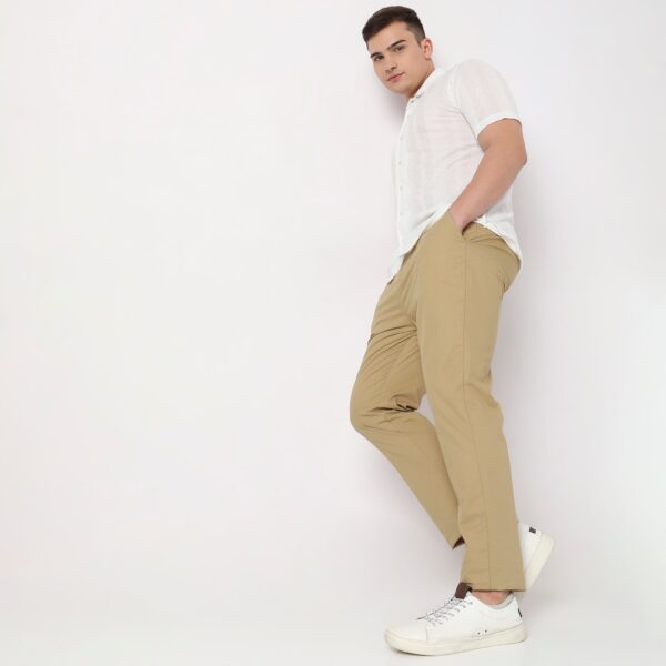 Relaxed Fit Solid Mid Rise Chinos - Image 9