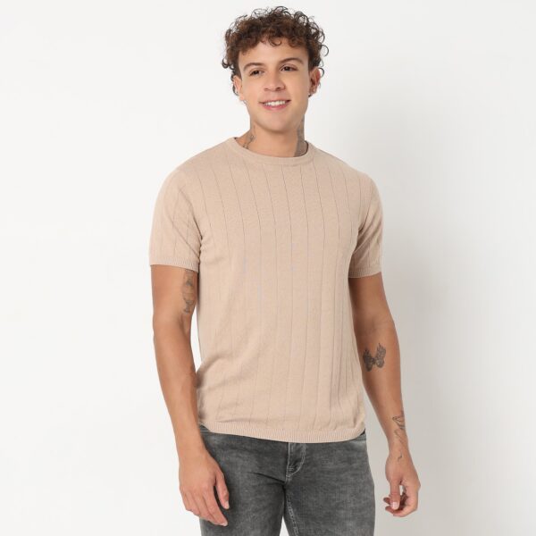 Hand Knit Jersey™ Modern Smart Vertical Dobby Flat Knit Regular Fit  T-Shirt - Image 7