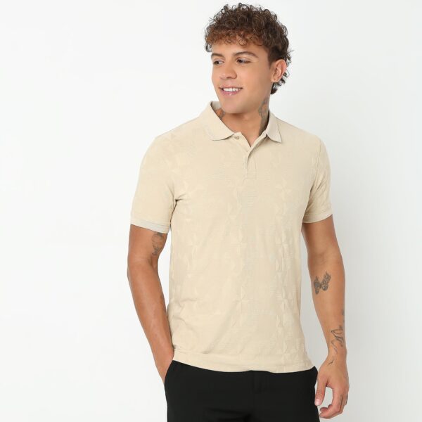 Hand Knit Jersey™ Transfer Jacquard 3D Structure Regular Fit Polo T-Shirt - E-Fast Stretch Super Soft and Comfortable - Image 7