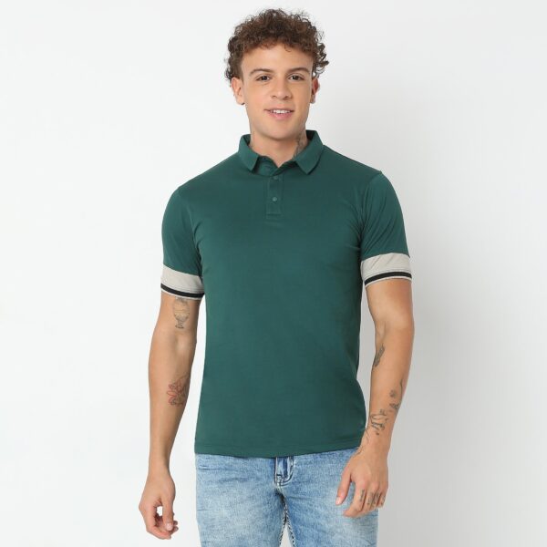 Urban Poloᵉˣ - with Efast Stretch - Micro Pique Solid with Contrast Sleeves - Regular Fit Solid Polo T-Shirt - Image 7