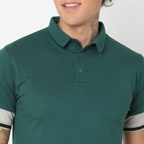 Urban Poloᵉˣ - with Efast Stretch - Micro Pique Solid with Contrast Sleeves - Regular Fit Solid Polo T-Shirt - Image 9