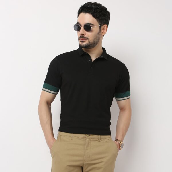 Urban Poloᵉˣ - with Efast Stretch - Micro Pique Solid with Contrast Sleeves - Regular Fit Solid Polo T-Shirt - Image 16