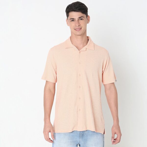 Vacay Shirt™ - Cuban Collar Knitted Structure Regular Fit Shirt - Image 2