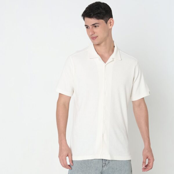 Vacay Shirt™ - Cuban Collar Knitted Structure Regular Fit Shirt - Image 7