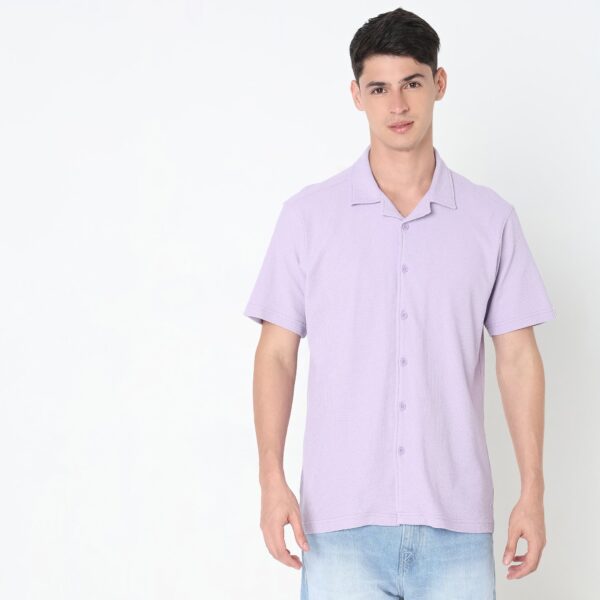 Vacay Shirt™ - Cuban Collar Knitted Structure Regular Fit Shirt - Image 12