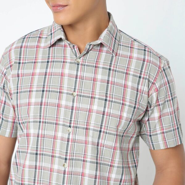 Regular Fit Checkered Shirt - Image 4