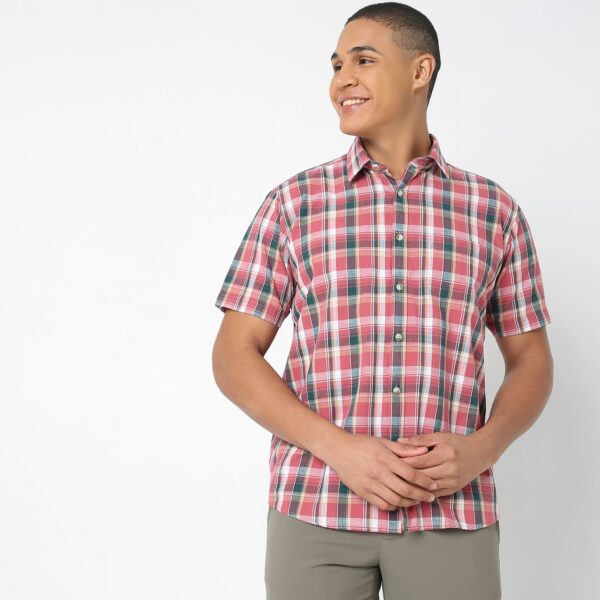 Pure Cotton Madras Checks Regular Fit Checkered Shirt - Image 2