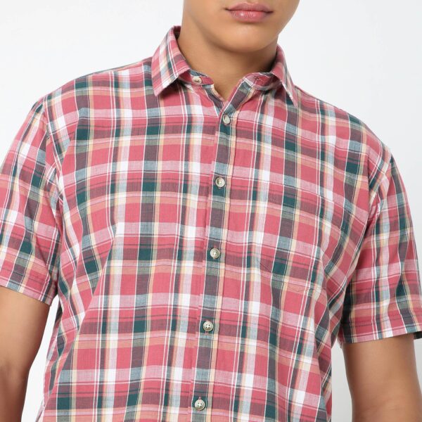 Pure Cotton Madras Checks Regular Fit Checkered Shirt - Image 4