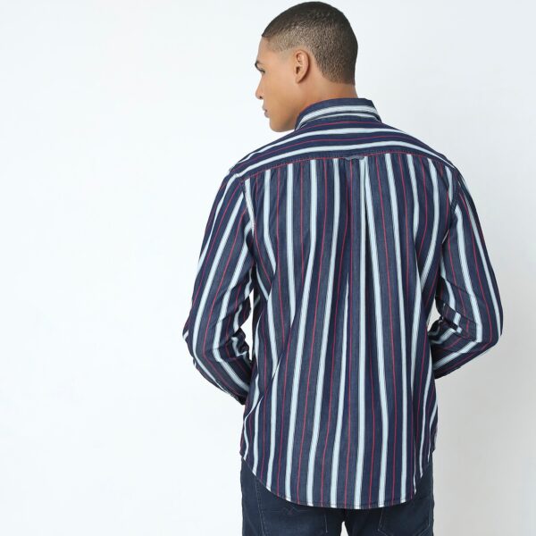 Cruiser™ Authentic Indigo Shirt Regular Fit Two Tone Strips Perfect Denim Companion - Image 3