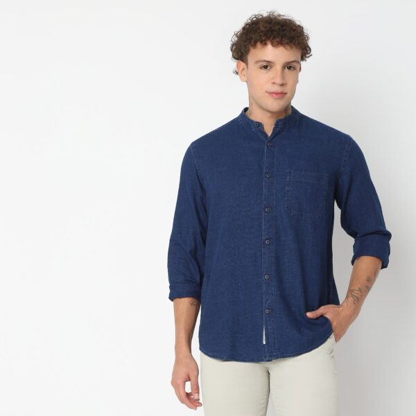 Cruiser™ Original True Indigo Band Collar Solid Shirt - Image 2