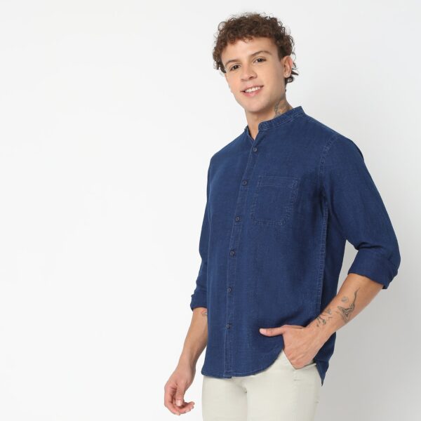 Cruiser™ Original True Indigo Band Collar Solid Shirt - Image 5