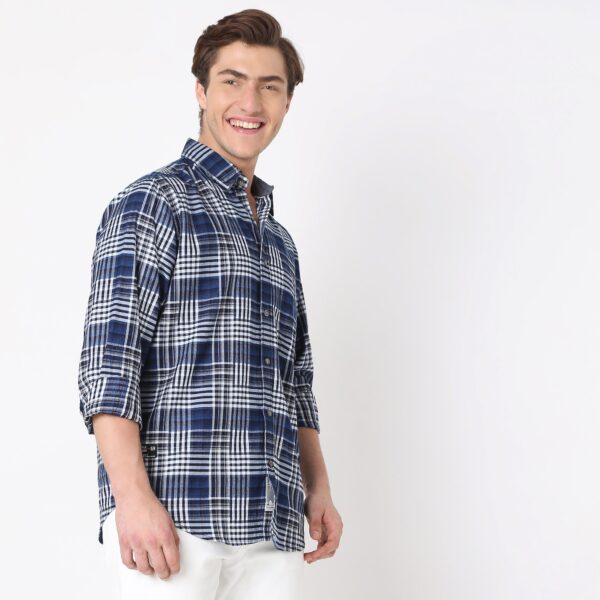 Cruiser™ Authentic Indigo Regular Fit Shirt Modern 3D Pattern Checks - Image 5