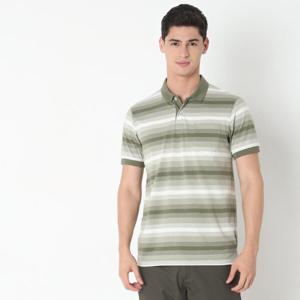 Regular Fit Striped Polo T-Shirt - Image 2