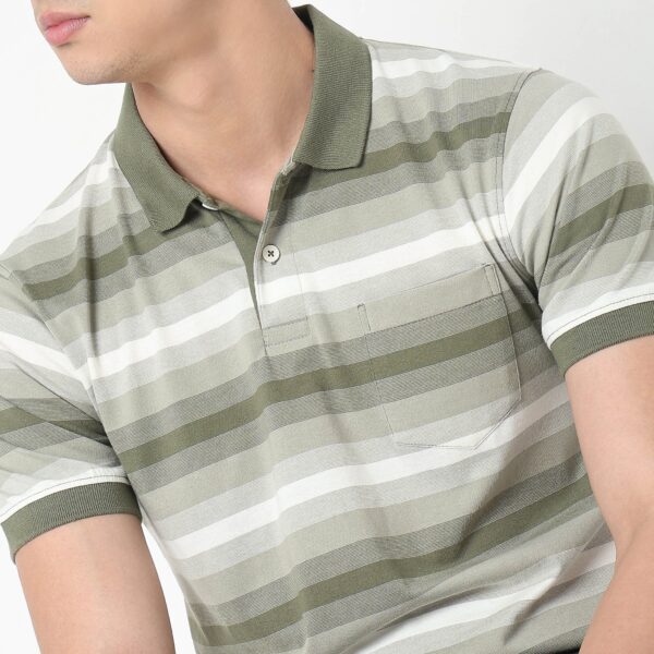 Regular Fit Striped Polo T-Shirt - Image 4