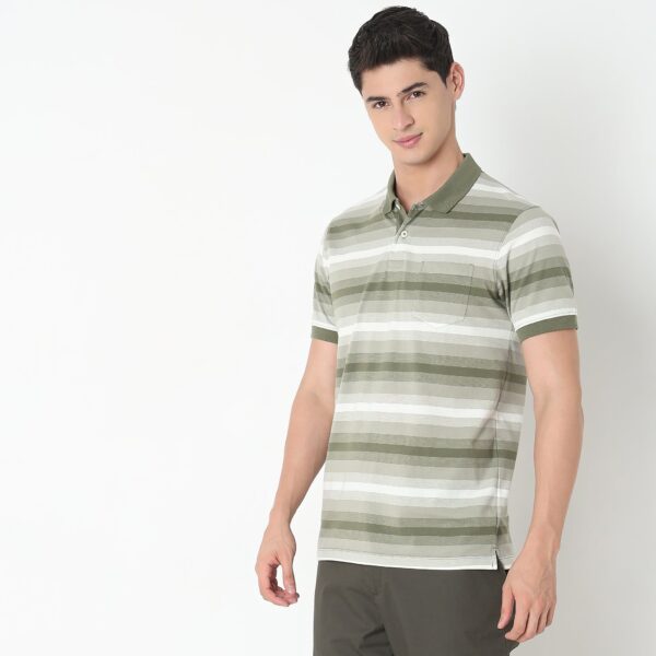 Regular Fit Striped Polo T-Shirt - Image 5