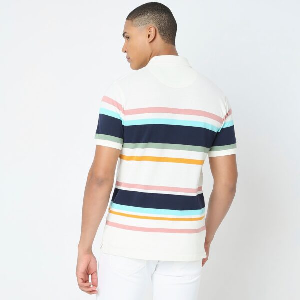 Weekend Polo™ - Exclusive Jacquard Stripes Pattern Regular Fit Polo T-Shirt - Image 3