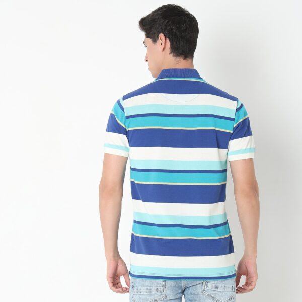 Weekend Polo™ - Auto Stripes Pattern Regular Fit Polo T-Shirt - Image 3